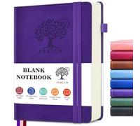 PERCUN Blank Journal Ntebook for Men & Women, 160 Pages Blank Journals for Writing, Drawing,Sketch Book,5.9" x 8.5" Leather Sketchbook, Unlined Notebook for Work, School, Art - Purple