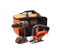 Percussion Drill + Cordless Jigsaw - 18V - BLACK+DECKER - BCK22S1S-QW + 1 battery 1.5Ah + charger + bag