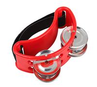 Percussion Foot Tambourine Metal Jingle Bell Ergonomic Curved Structure Elastic Strap Suitable for Timekeepers Guitarists Songwriters (Red)
