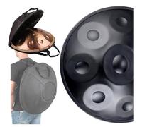 Percussion - Handpan Drum In D Minor 9/10/12 Notes 440Hz 22 Inches Steel Hand Drum, Handpan Instrument For Adults With Bag, Drumsticks,Hand Pan Holder(Black,10 Notes (440Hz))