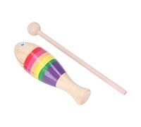 Percussion Instrument in the Form of Wooden Fish for Children, Colorful Rhythm Toy for Children, Artisanal Musical Day, Birthdays, Solid Wood, 5.7 inches. Applicable scene: Family, School,