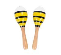 Percussion Plus PP3111 Wooden Maracas, Yellow Stripes