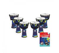 Percussion Plus Slap Djembe Pack Rope Tuned 7 inch head 6 Player Pack World Map