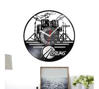 Percussion Record Clock - Stylish Drum Art, Contemporary Time Display, Music Room Decor | Decorative Instrument Wall Function, Funky Gift Idea For Kids Drummers Enthusiasts Party