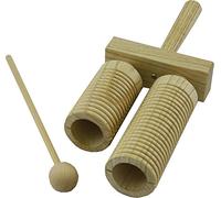 Percussion Workshop PP252 Natural Wood Double Wooden Agogo with Beater