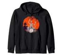Percussionist Drummer Skeleton Bone Drumming Drums Halloween Zip Hoodie