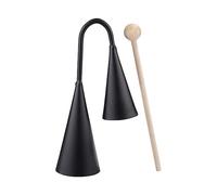 Percussive Sound Tool - Metal Agogo Chimes, Authentic Cultural Music Accessory Featuring Resonant Alloy Build | Two Pitch Striking Device Supplied Stick For Gatherings Training Rhythm Sessions