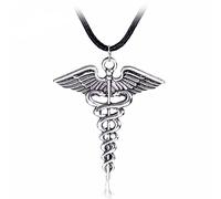 Percy Jackson Necklace Angle Wings Snake Ouroboros Magic Wand Caduceus Asclepius Pendant New Emergency Medical Jewelry Wholesale, small, Cat's Eye