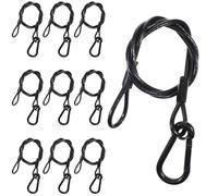 PercyEffie 10pack 0.16 Inch(4mm) Stage Lighting Safety Cable,Black Stainless Steel Heavy Duty Security Rope with Lock Buckle & Loops,133 lb Load,Longth 31.5'' for Party Lights DJ Light Stage Lighting
