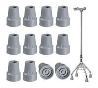 PercyEffie 12Pcs 7/8 Inch Crutch TipsHeavy Duty Rubber Non-Slip Replacement Cane Tips for Walking Canes Crutches and Walkers Gray