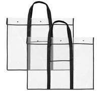 PercyEffie 2 Pack Large Poster Storage Bag Transparent PVC Art Portfolio with Handle and Accessory Pocket for Bulletin Board Organization Artwork and Document 31.5" x 25.2"