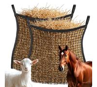 PercyEffie 2 Pcs Slow Feed Hay Nets for Horses, Hanging Open Top Large Capacity Hay Feeder Bags Knotless Ultra Slow Soft Flat for Horses Goat Sheep Donkey Trailer Full Day Feeding (31.5" X 35.1")