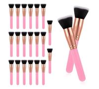 PercyEffie 20PCS Makeup Brushes Bulk, Flat Top Foundation Brushes Bulk, Liquid/Cream/Powder, Eye Shadow Blending Contour Blush for Wedding Artist, Blending, Buffing, Stippling Face Makeup Tools(Pink)