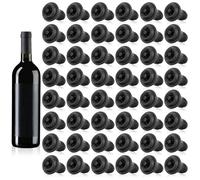 PercyEffie 48 Pieces Wine Stopper Resealable Pump Vacuum Silicone Preserver Sealer for Kitchen Supplies Bottle Tools Preserves Wine Freshness Up Dishwasher Safe (Black)