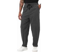 perdontoo Men's Casual Baggy Corduroy Pants Stylish Comfortable Elastic Waist Drawstring Trousers, Grey, X-Large
