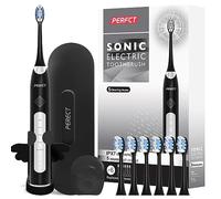 PERECT Electric Toothbrush for Adults, Rechargeable Sonic Electric Toothbrush with 6 Replacement Brush Heads, 1 Charge for 30 Days, 5 Modes 3 Intensities, Smart Timer, Black