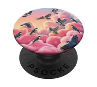 Peregrine Falcon Bird Watcher Gift Pink Clouds Sky PopSockets Adhesive PopGrip