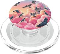 Peregrine Falcon Bird Watcher Gift Pink Clouds Sky PopSockets PopGrip for MagSafe