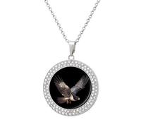 Peregrine Falcon Flying Printed Necklace Pendant Alloy Diamond Jewelry Gold Silver Gift For Men Women