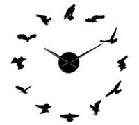 Peregrine Falcon Portrait Frameless Wall Clock Falconry Flying Bird DIY Wall Art Mirror Stickers Home Decor Birdwatchers Gift(Black,37inch)