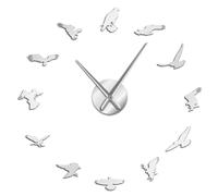 Peregrine Falcon Portrait Frameless Wall Clock Falconry Flying Bird DIY Wall Art Mirror Stickers Home Decor Birdwatchers Gift(Silver,47inch)