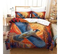 SkyClouf Peregrine Falcon Three-dimensional Printing Bedding Three-piece Set Peregrine Falcon Bed Cover High-thread-count Fabric Pillow Slip Included Soft And Easy to Maintain Single（140x200cm）