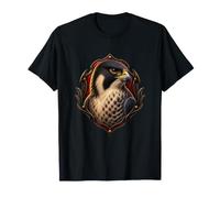 Peregrine Falcon with Crimson Enamel Crest Bird Art T-Shirt
