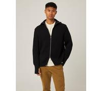 Peregrine Pure Merino Wool Cable Funnel Neck Cardigan Black