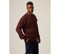 Peregrine Pure Merino Wool Textured Crew Neck Jumper Burgundy