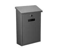 Perel Rio Wall and Post Post Box for Outdoor Use in Silver Grey with Name Plate and Lock, Metal Letter Box with 2 Keys and Mounting Material, Compact Slot for Home and