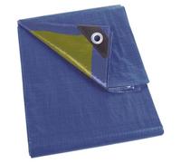 PEREL Tarpaulin Waterproof Protective Tarpaulin 12 Eyelets Reinforced Corners Rectangular Blue/Green 70 g/m² 2 x 4 m