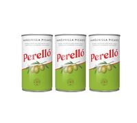 Perello Spanish Manzanilla Pitted Green Spicy Olives, 150g (Pack of 3)