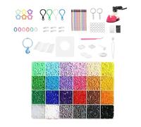 Perłer Beàds Kit - EVA Fuse Bead Kit | 24 Color Versatile Complete Iron Bead Tools Box | Creative Jewelry Making and Kids Craft Activity for Bracelets Keychains Charms