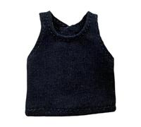 Perfeclan 1/12 Doll Knit Vest Make Your Own Dolls Educational for Kids Fashion Doll Pullover Top for 5.51inch Fashion Girl, black