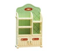 Perfeclan 1/12 Miniature Display Cabinet Mini Rack Model Miniature Furniture for Model Train Architectural DIY Projects, White and green