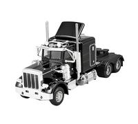 Perfeclan 1/32 Semi Heavy Truck Toy Transport Car Model Rubber Tires, Diecast Trucks Model for Birthday Gift Holiday Boys Party Favors, black