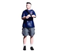 Perfeclan 1/64 Miniature Figure Miniature People Figurine Ornament DIY Projects Layout Prop Dollhouse Accessories Tiny Model Diorama, Man Blue