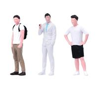 Perfeclan 1/64 Miniature Male Figure Painted Resin Tiny People Figure for Photography Props Miniature Scene Model Trains Architectural, 3pcs