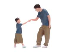 Perfeclan 1/64 Scale Father and Son Models Mini Figurines Collectible Role Play Realistic Tiny People Models for DIY Scene Train Layout