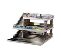 Perfeclan 1/64 Scale Model Car Display Case Toy Car Display Box Simulated Parking Lot Diorama with Light Photo Prop Showcase Organizer