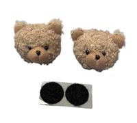Perfeclan 1 Pair Helmet Decorations Helmet Embellishments Fun Adorable Bear Head Universal Ornaments Attachment for Ski Cycling, Brown