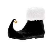 Perfeclan 1 Pair of Elf Shoes Boots Cosplay Shoes for Xmas Festive Dress up Party Supplies, black