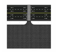 perfeclan 1 Piece Roadway Model Board PVC Flat Base Plate for Small Scale City Displays with Dark Gray White Marking Lines Crosswalk Patterns and Grid Sections, Road 9