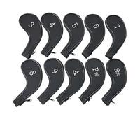 perfeclan 10 Pieces Golf Club Cover Golf Iron Cover Golf Headcover Golf Head Protector Neoprene Zipper Closure Helps Prevent and Saves Time suitable for golfers practice, Black