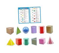 Perfeclan 12x Folding Geometric Shapes, Educational Toys with Formula Table, Math Helper School Supplies Geometric Solids for Children