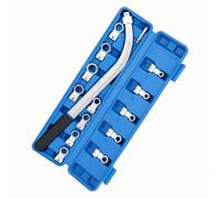 Perfeclan 15 Pieces Pulley Wrench Set with Interchangeable Heads Curved Handle Design High Carbon Steel Electroplated for Engine Belt Tension Adjustment Pulley