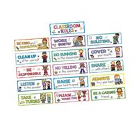 Perfeclan 16Pcs Classroom Rules Educational Posters Signs,Primary School Supplies Display Good Habits Manners Charts for Kindergarten