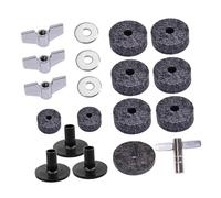 perfeclan 19x Cymbal Accessory Pad Quick Release Non Slip Wing Nuts Washers Drum Key for Show Stage Practice Repair Concert, gray