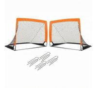 perfeclan 2 Pieces Children Soccer Goal Net Set Portable Kids Foldable Soccer Gate Training Goal With Fiberglass Frame For Skill Building Outdoor After School Play