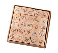 Perfeclan 25x Diary Stamp Set Wood Stamps DIY Printing Stamps Crafts Wood Rubber Stamp Mini Stamps for Scrapbooking Journals Painting, Butterfly
